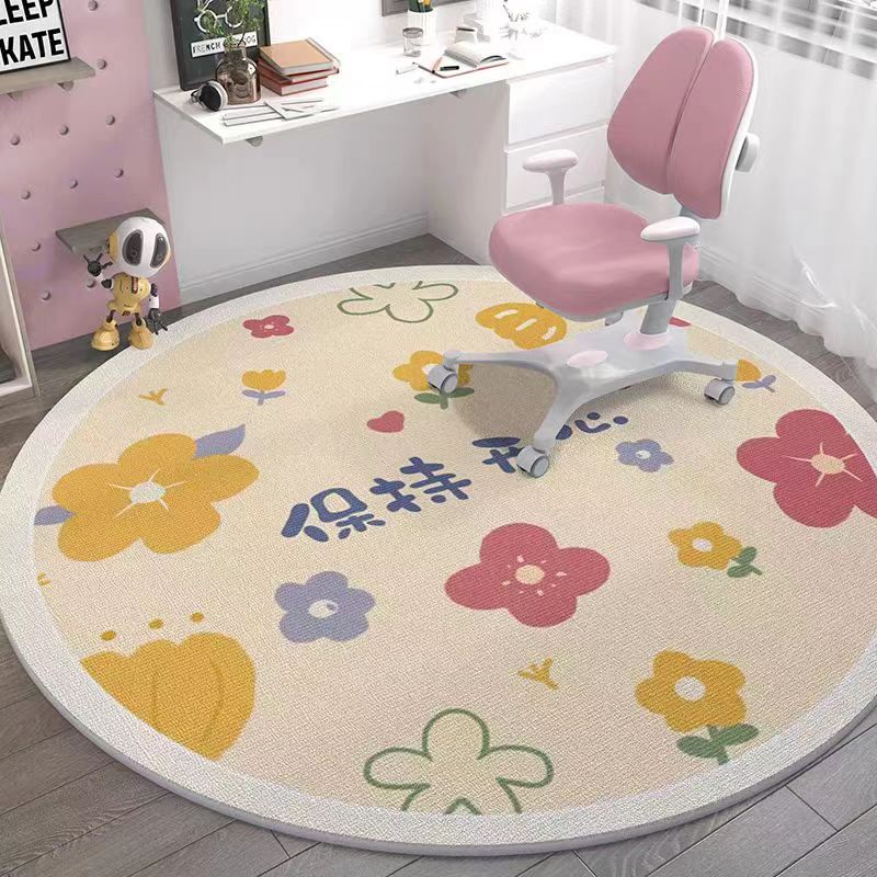 Desk Corner Mat - Round Carpet for Kids' Room –