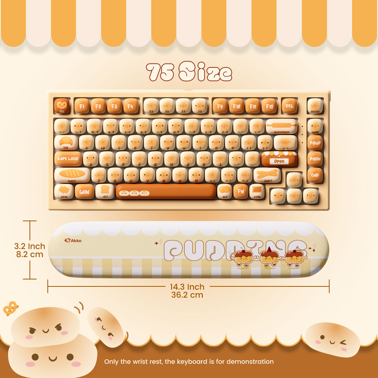 Akko Pudding Buns Keyboard Wri - đánh giá và giá Wrist Rest Ergonomic