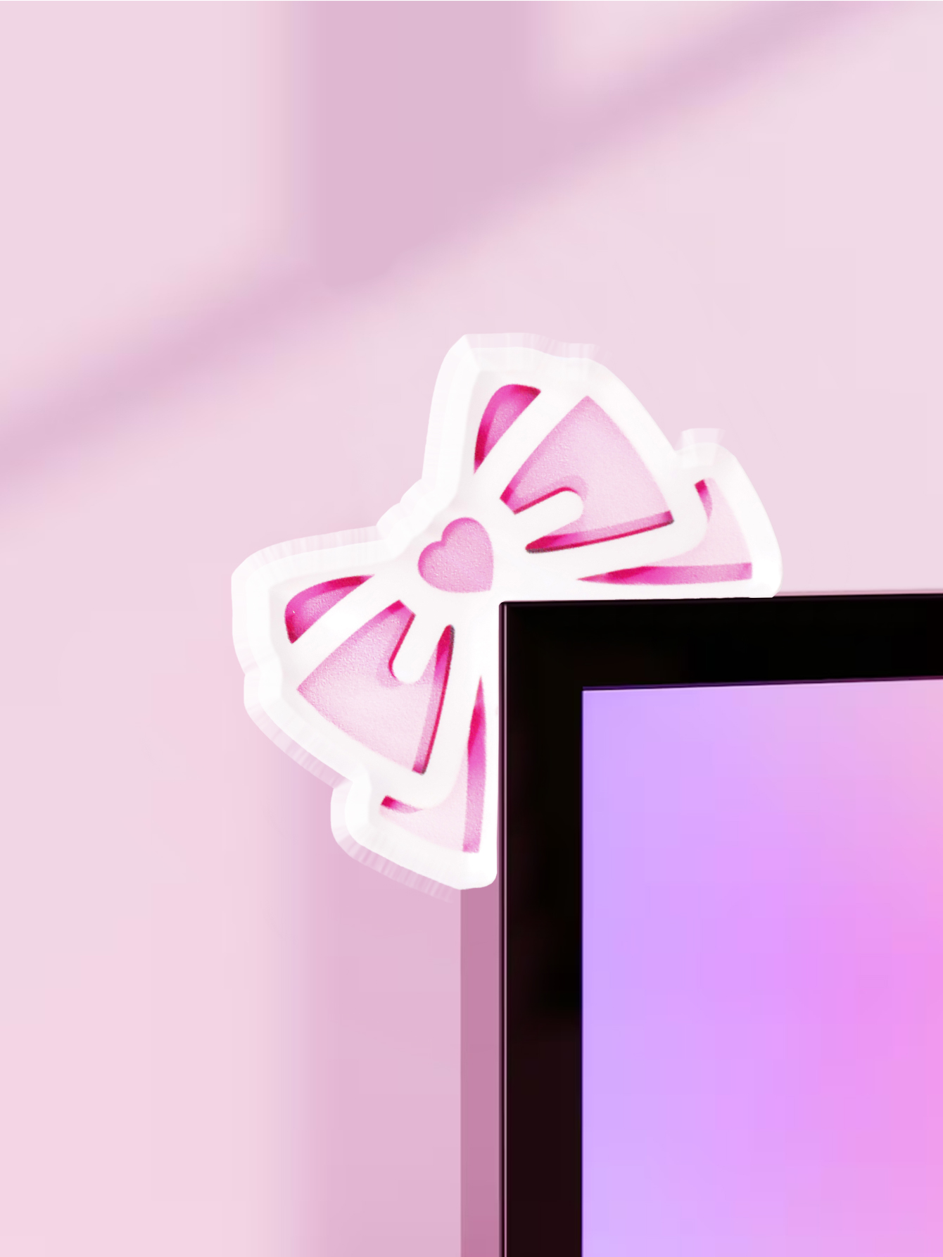Kawaii Bow Monitor Decor Pink  - đánh giá và giá Gaming Accessories Pink